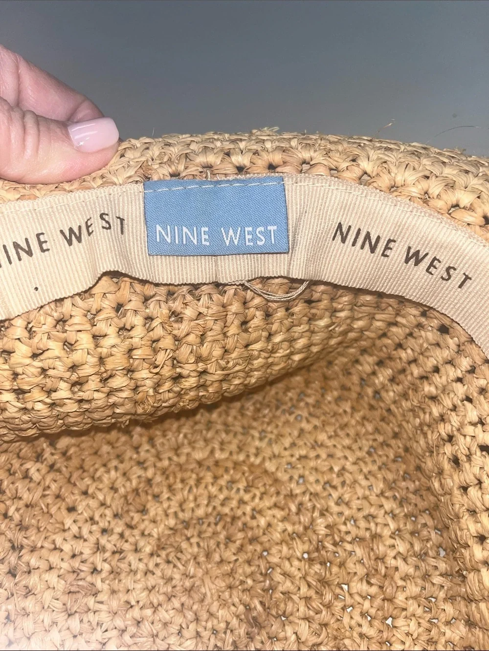 Nine West Beige Woven Straw / Raffia Sun Hat with band